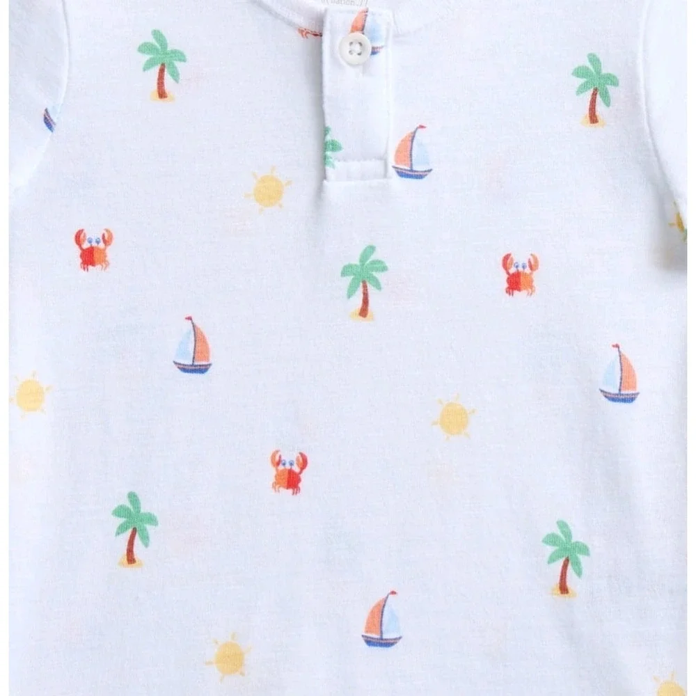 Wonder Nation Baby Boys Henley T-shirt size 6-9 months white shirt NEW with tags